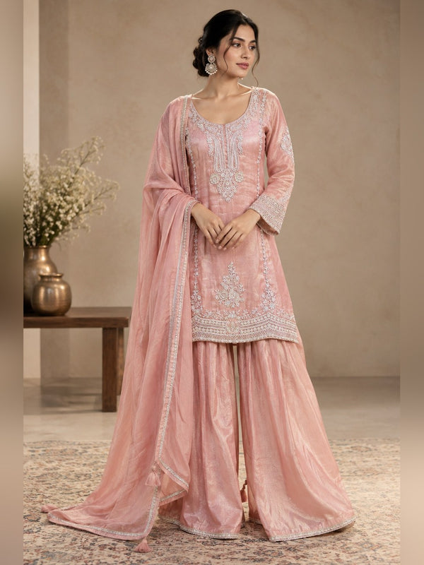Blush Tissue Sharara Suit Set