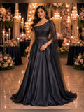 Charcoal One Shoulder Gown