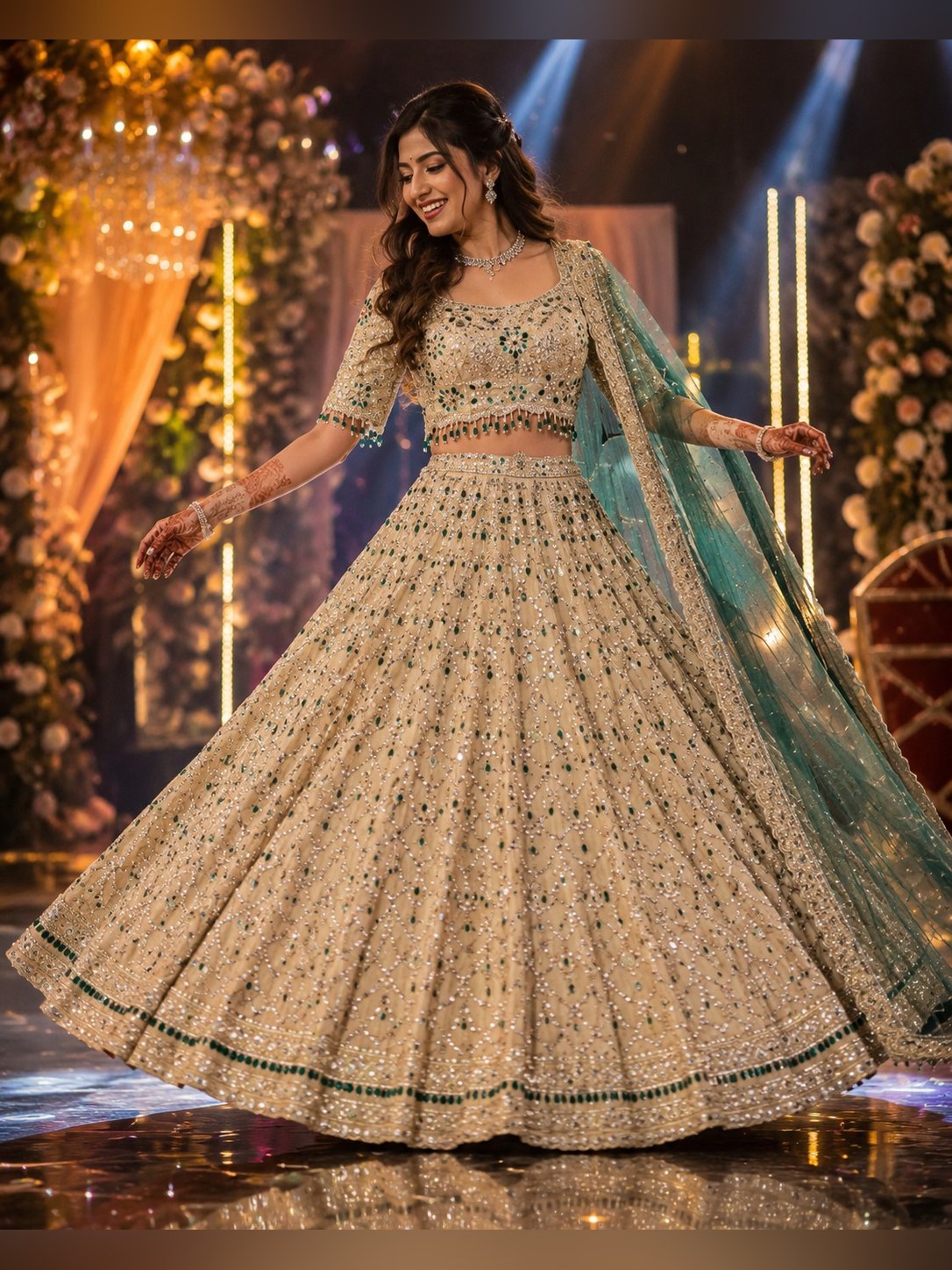 Gold Buti Lehenga Set