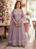 Lilac anarkali with silver jaal embroidery