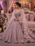 Mauve Diamond Ruffle Lehenga Set