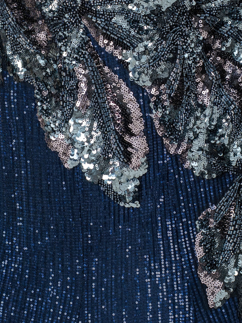 Navy sequin fishtail lehenga, skirt embroidery close-up