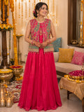Rani pink sharara with embroidered short jacket