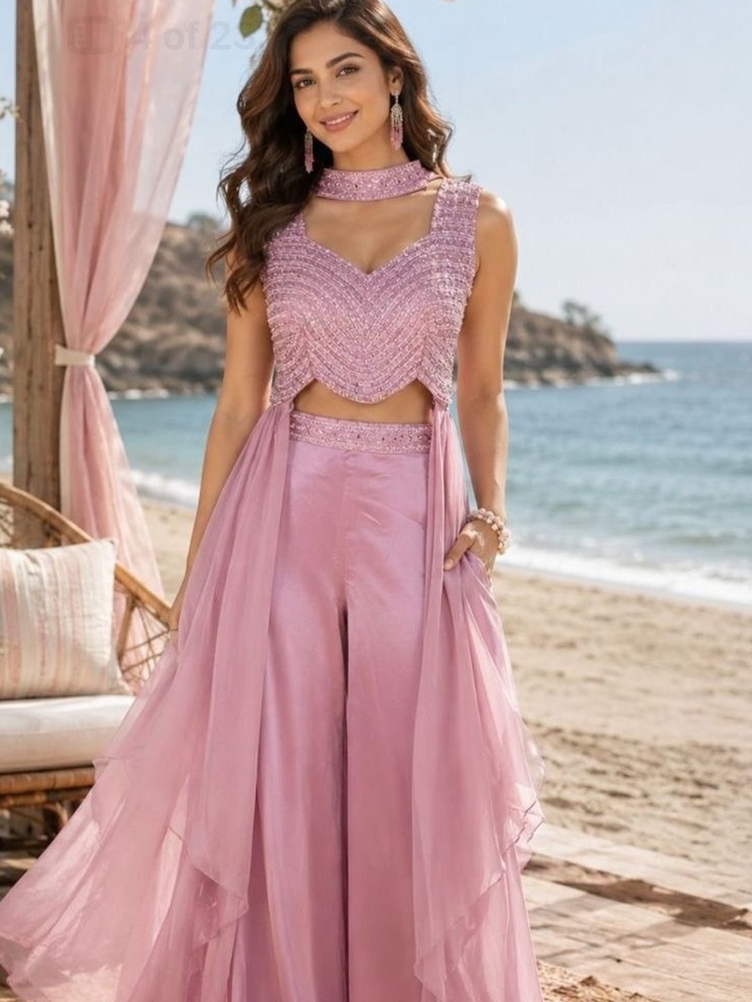 Rose Drape Palazzo Co ord Set