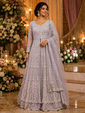 Silver Jaal Scalloped Anarkali Set