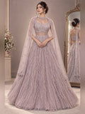 Lilac lehenga with all-over silver sequin work